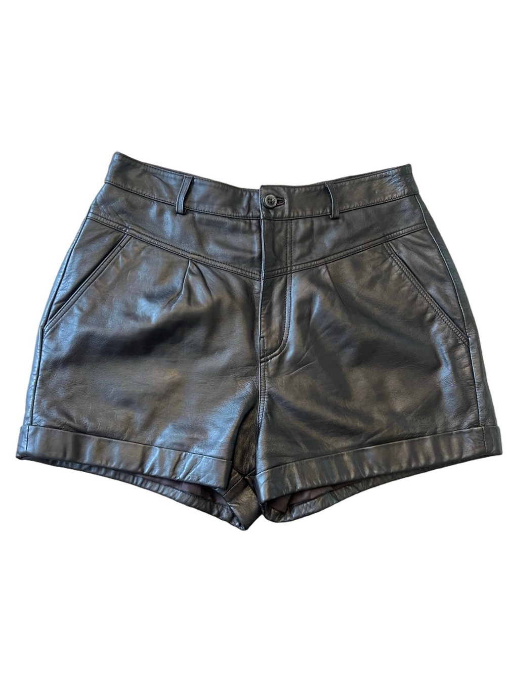 Ba&sh Leandro Lamb Leather Shorts - Medium
